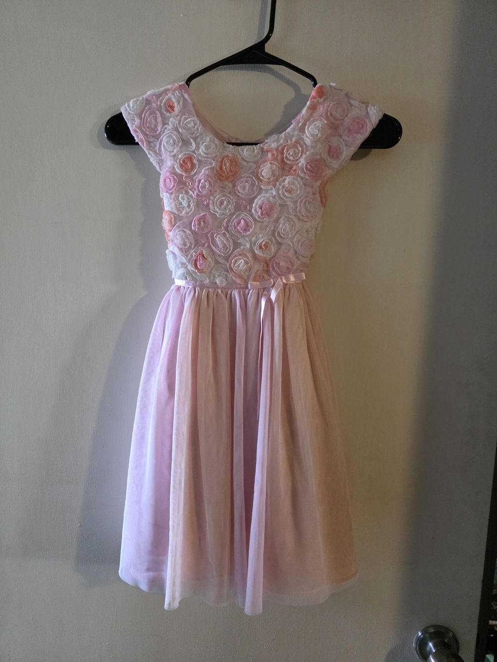 Jona Michelle Pink Floral Rosette Tulle Dress
